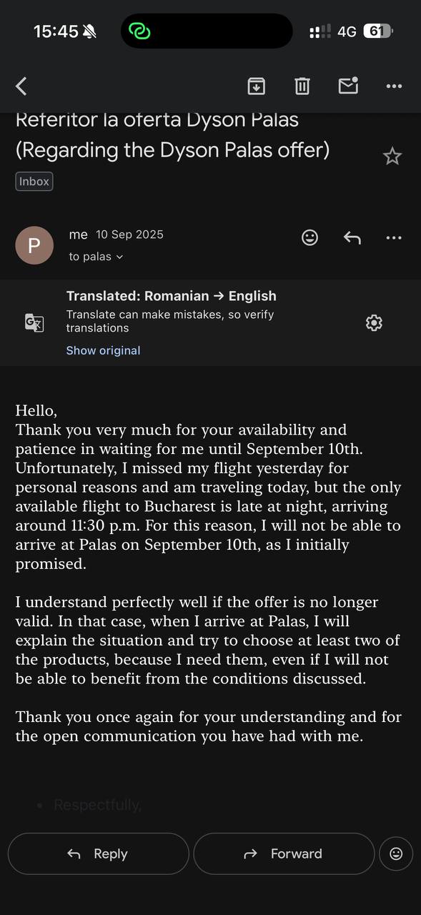 Dyson Palas negotiations